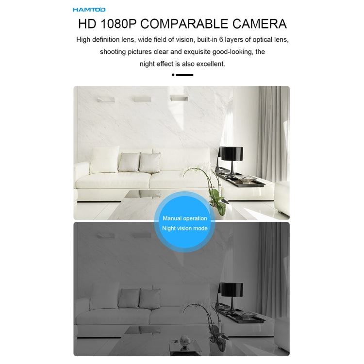 HAMTOD Q13 HD 1080P WiFi Control 150 Degrees Wide Angle Comparable Intelligent Camera, Support TF Card & Night Vision & Motion Detecting(Black)