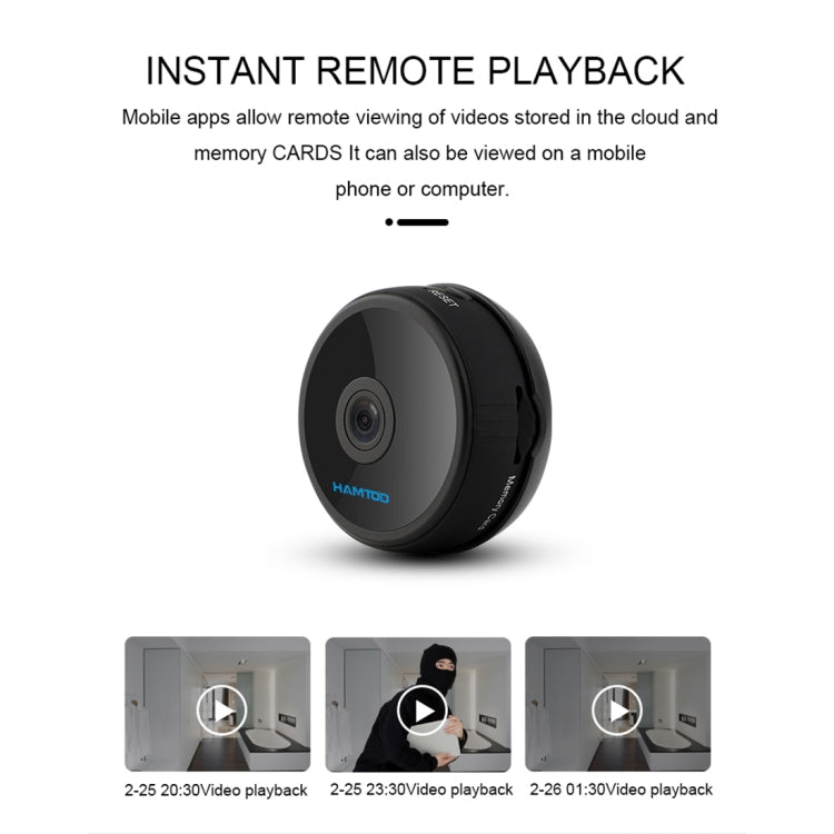HAMTOD Q13 HD 1080P WiFi Control 150 Degrees Wide Angle Comparable Intelligent Camera, Support TF Card & Night Vision & Motion Detecting(Black)