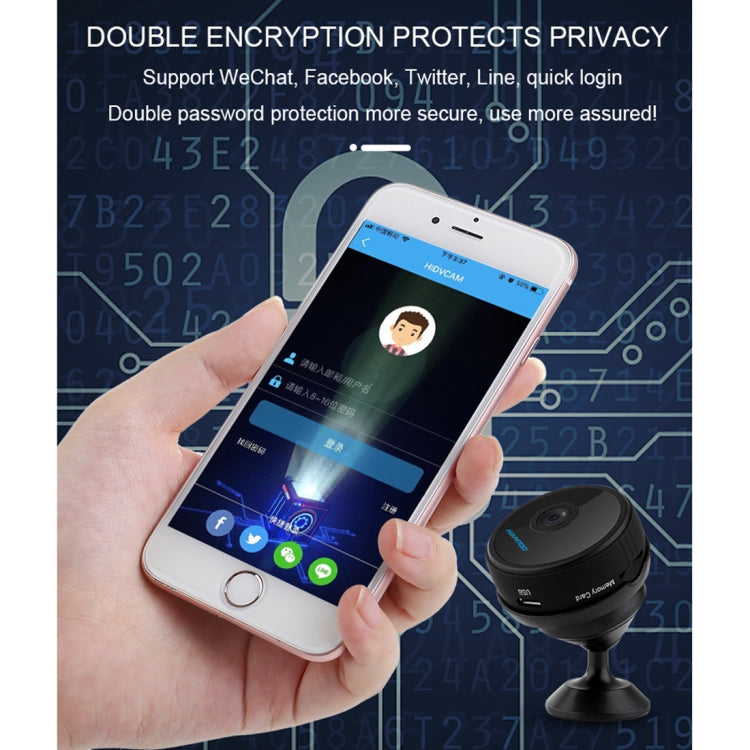 HAMTOD Q13 HD 1080P WiFi Control 150 Degrees Wide Angle Comparable Intelligent Camera, Support TF Card & Night Vision & Motion Detecting(Black)
