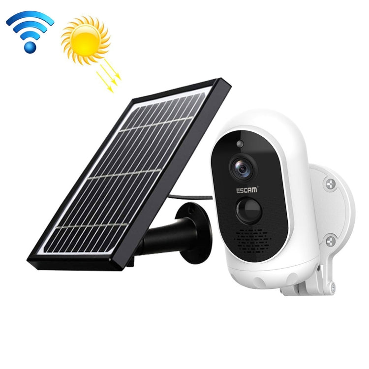 ESCAM G12 1080P Full HD Outdoor IP65 Waterproof Rechargeable Battery Solar Panel PIR Alarm WiFi Camera, Support Night Vision / TF Card / Two Way Audio