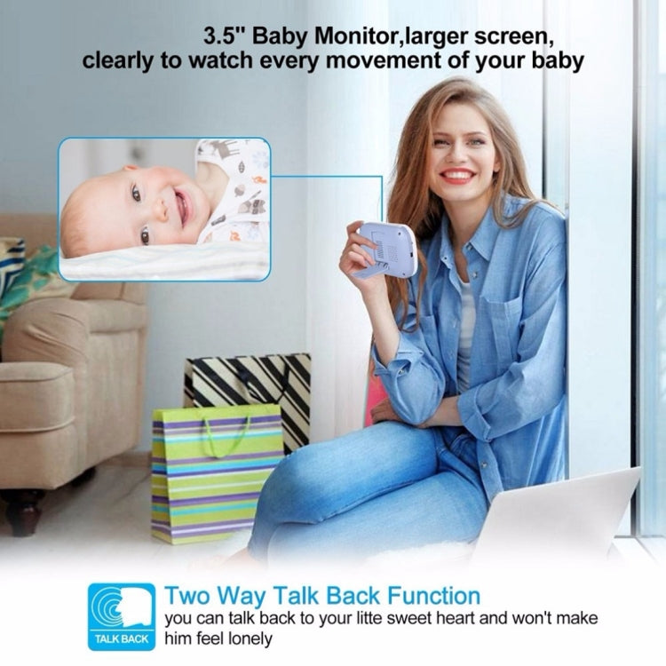 3.5 Inch Larger Screen Display Wireless Digital Monitoring Camera Baby Career  Monitor Wireless Baby Monitor, AU Plug SP851(Black White)