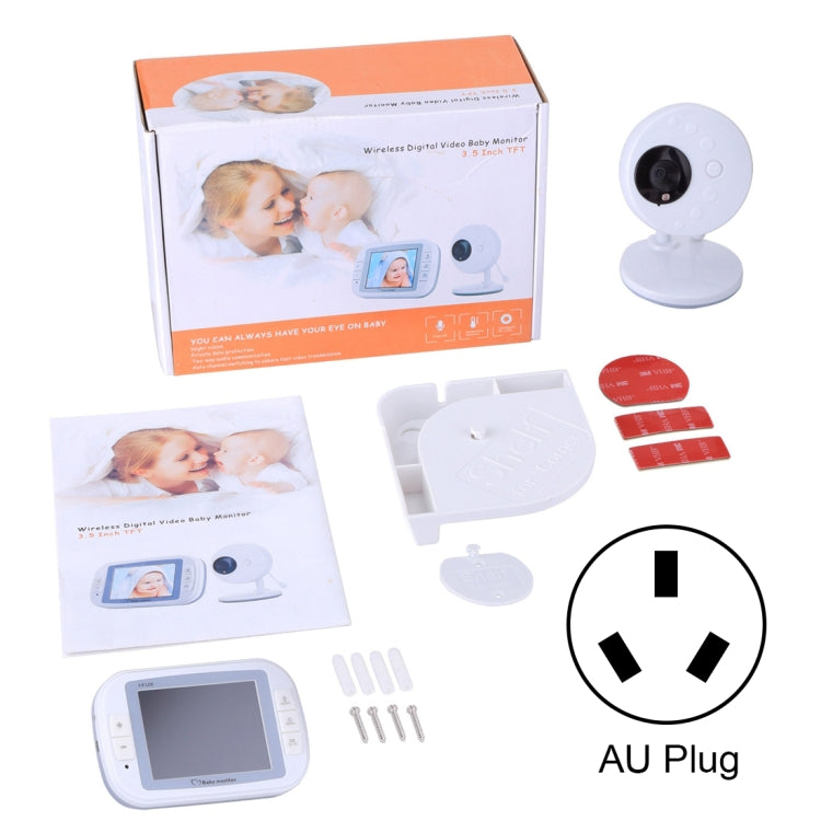 3.5 Inch Larger Screen Display Wireless Digital Monitoring Camera Baby Career  Monitor Wireless Baby Monitor, AU Plug SP851(Black White)