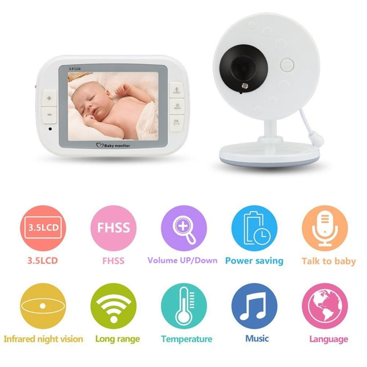 3.5 Inch Larger Screen Display Wireless Digital Monitoring Camera Baby Career  Monitor Wireless Baby Monitor, AU Plug SP851(Black White)