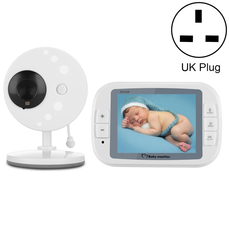 3.5 Inch Larger Screen Display Wireless Digital Monitoring Camera Baby Career  Monitor Wireless Baby Monitor,UK Plug SP851(Black White)