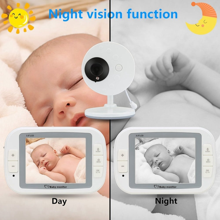 3.5 Inch Larger Screen Display Wireless Digital Monitoring Camera Baby Career  Monitor Wireless Baby Monitor,UK Plug SP851(Black White)