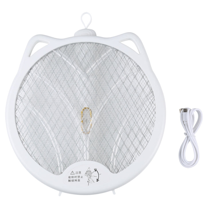 Cat Ear Rotary Electric Mosquito Swatter (White)