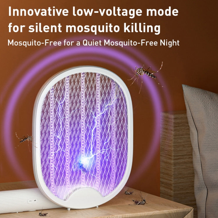 Multifunctional Rotating Folding Electric Mosquito Swatter (White)