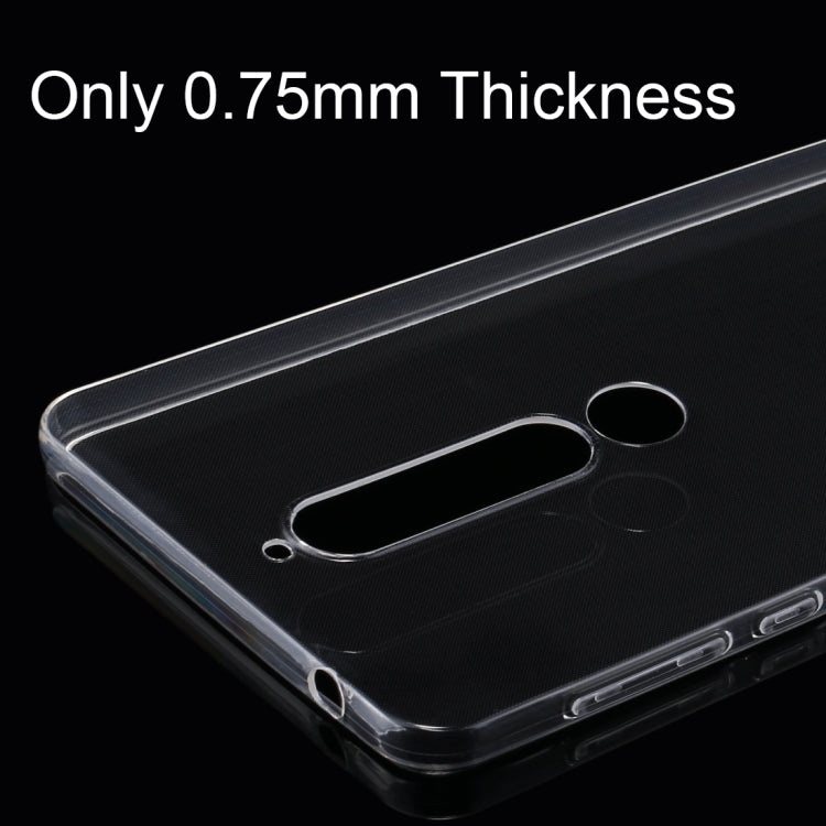 For Nokia 6 (2018) 0.75mm Ultra-thin Transparent TPU Protective Back Cover Case(Transparent)