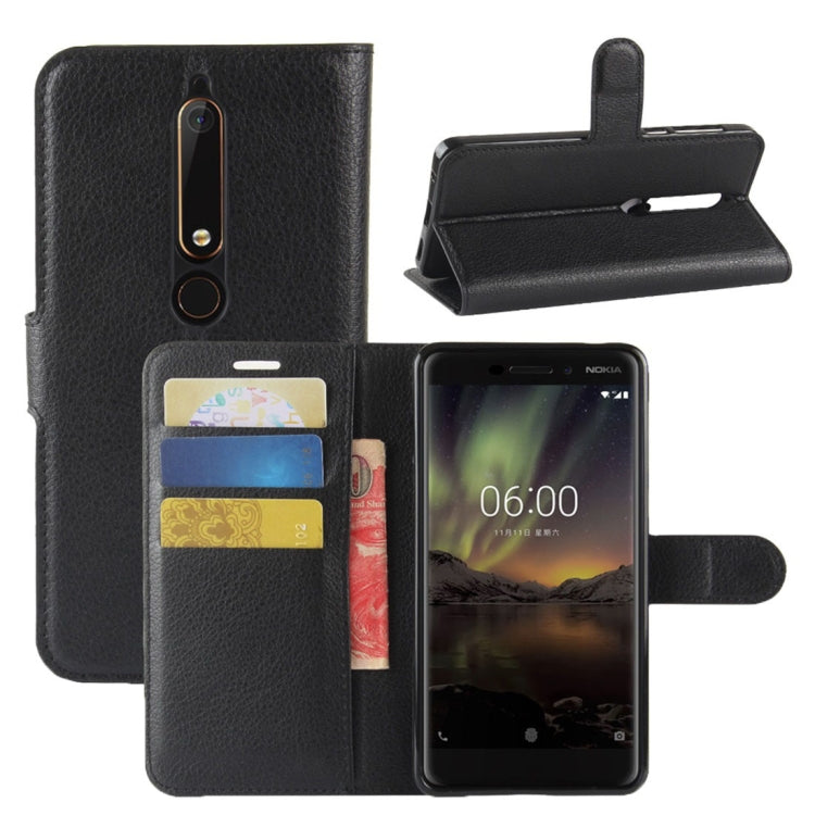 For Nokia 6 (2018) Litchi Texture Horizontal Flip Leather Case with Holder & Card Slots & Wallet