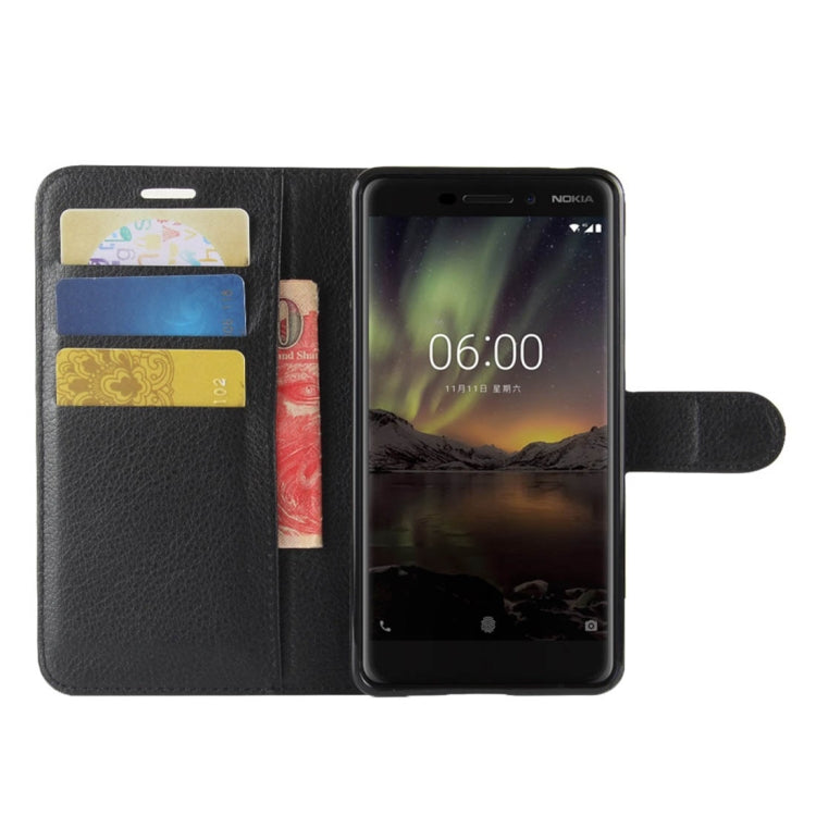 For Nokia 6 (2018) Litchi Texture Horizontal Flip Leather Case with Holder & Card Slots & Wallet