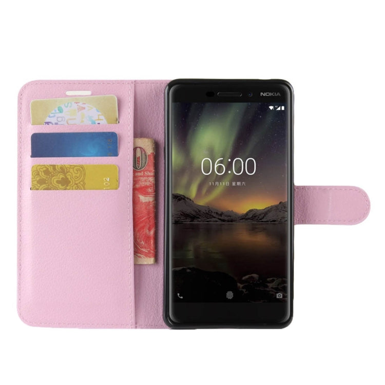 For Nokia 6 (2018) Litchi Texture Horizontal Flip Leather Case with Holder & Card Slots & Wallet