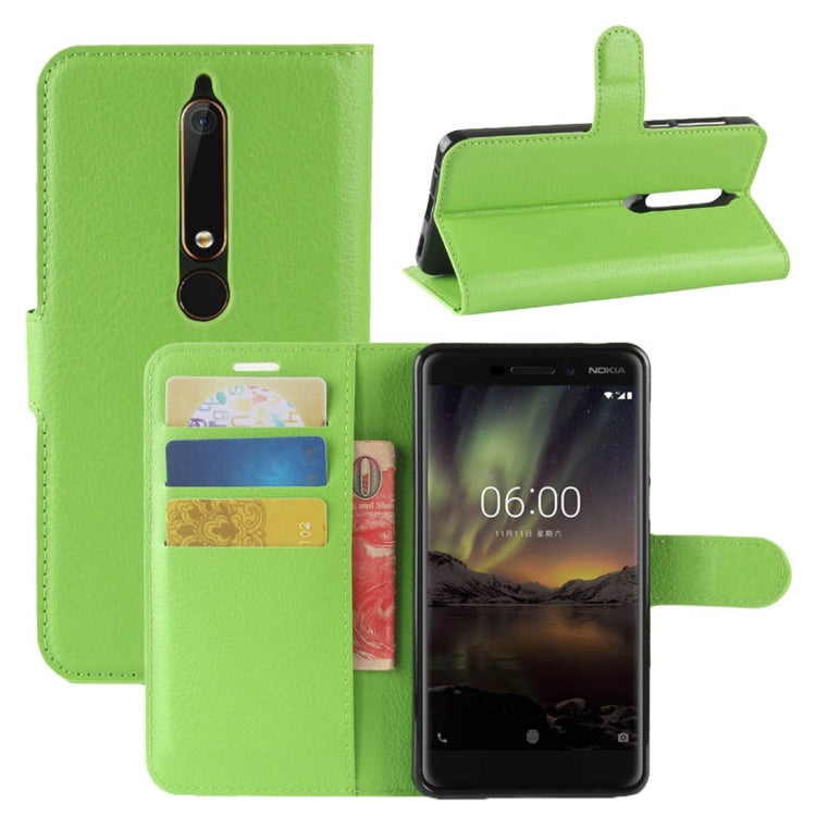 For Nokia 6 (2018) Litchi Texture Horizontal Flip Leather Case with Holder & Card Slots & Wallet