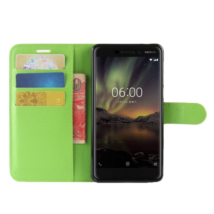 For Nokia 6 (2018) Litchi Texture Horizontal Flip Leather Case with Holder & Card Slots & Wallet