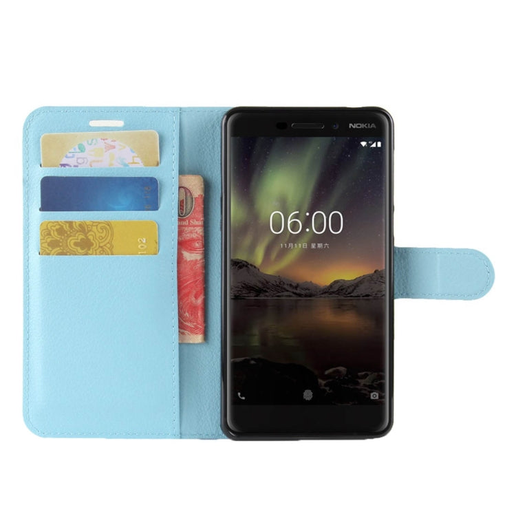 For Nokia 6 (2018) Litchi Texture Horizontal Flip Leather Case with Holder & Card Slots & Wallet