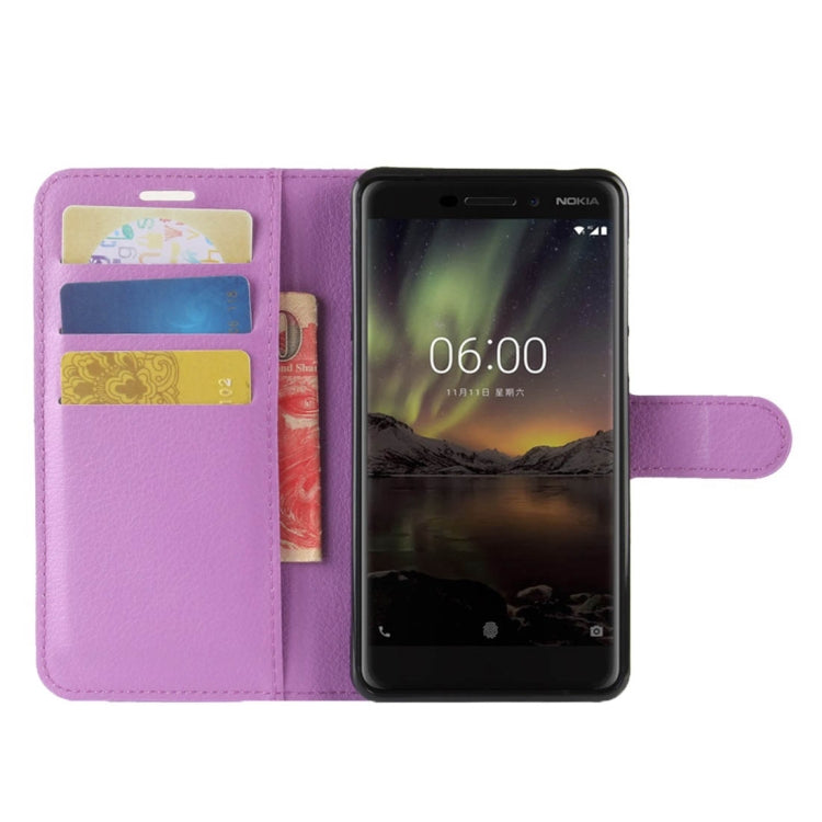 For Nokia 6 (2018) Litchi Texture Horizontal Flip Leather Case with Holder & Card Slots & Wallet