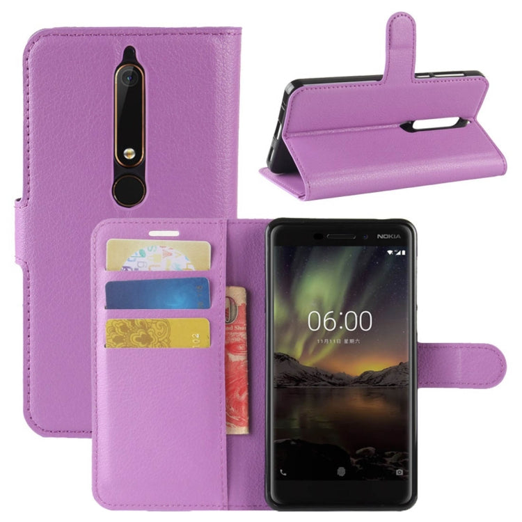 For Nokia 6 (2018) Litchi Texture Horizontal Flip Leather Case with Holder & Card Slots & Wallet