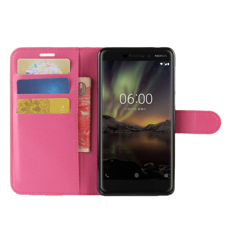 For Nokia 6 (2018) Litchi Texture Horizontal Flip Leather Case with Holder & Card Slots & Wallet