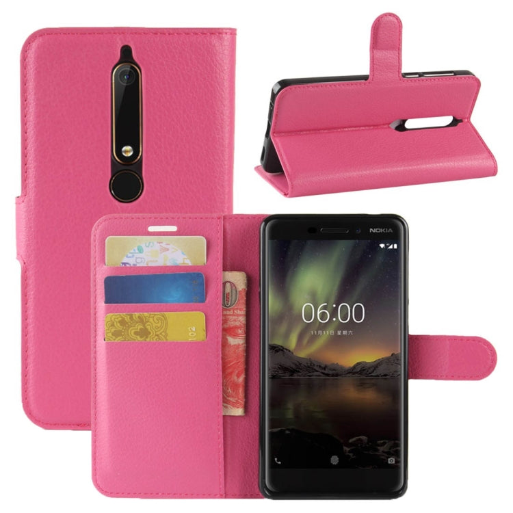For Nokia 6 (2018) Litchi Texture Horizontal Flip Leather Case with Holder & Card Slots & Wallet