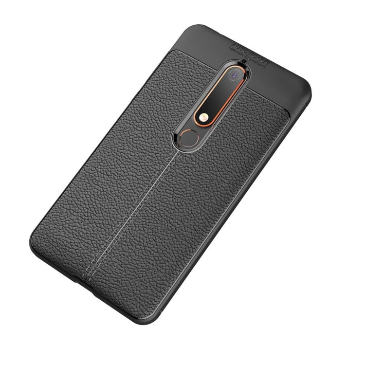 For Nokia 6 (2018) Litchi Texture Soft TPU Protective Back Cover Case