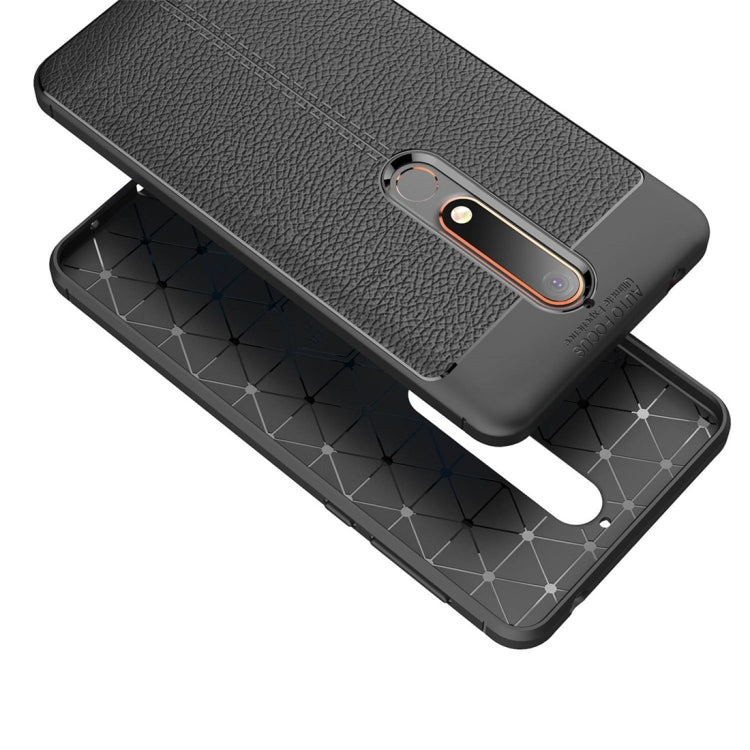 For Nokia 6 (2018) Litchi Texture Soft TPU Protective Back Cover Case