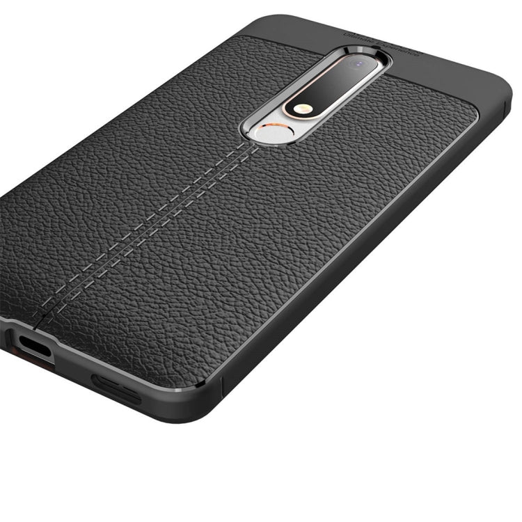 For Nokia 6 (2018) Litchi Texture Soft TPU Protective Back Cover Case