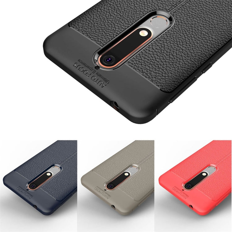 For Nokia 6 (2018) Litchi Texture Soft TPU Protective Back Cover Case