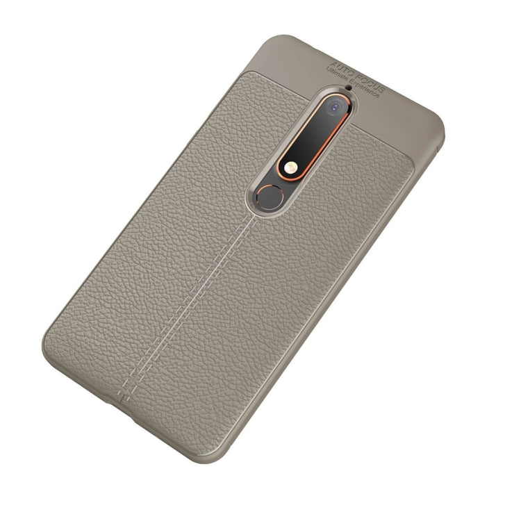 For Nokia 6 (2018) Litchi Texture Soft TPU Protective Back Cover Case