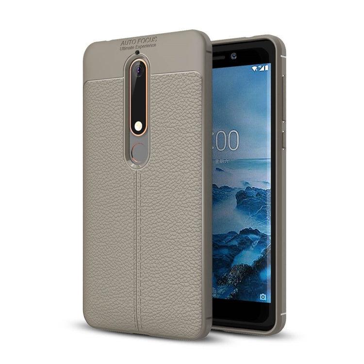 For Nokia 6 (2018) Litchi Texture Soft TPU Protective Back Cover Case