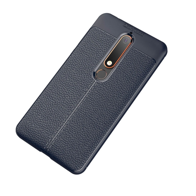 For Nokia 6 (2018) Litchi Texture Soft TPU Protective Back Cover Case