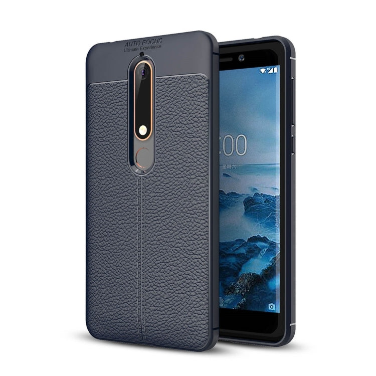 For Nokia 6 (2018) Litchi Texture Soft TPU Protective Back Cover Case