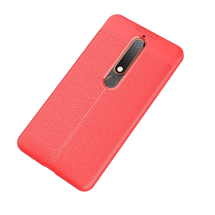 For Nokia 6 (2018) Litchi Texture Soft TPU Protective Back Cover Case