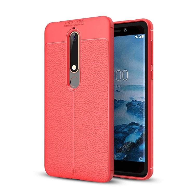 For Nokia 6 (2018) Litchi Texture Soft TPU Protective Back Cover Case