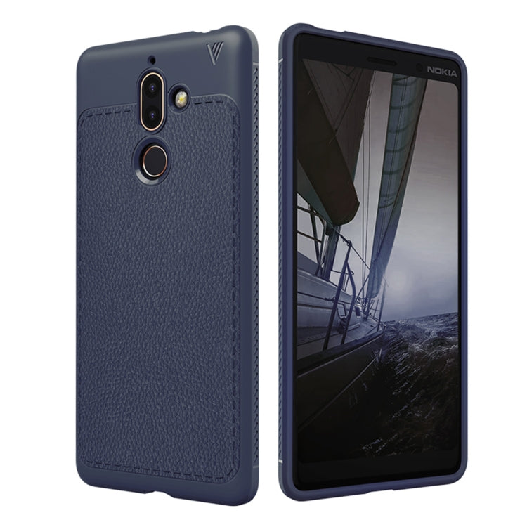 Lenuo Leshen Series for Nokia 7 Plus TPU Litchi Texture Dropproof Protective Back Cover Case