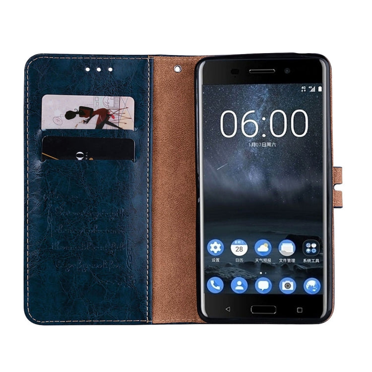 For Nokia 6 Business Style Oil Wax Texture Horizontal Flip Leather Case with Holder & Card Slots & Wallet