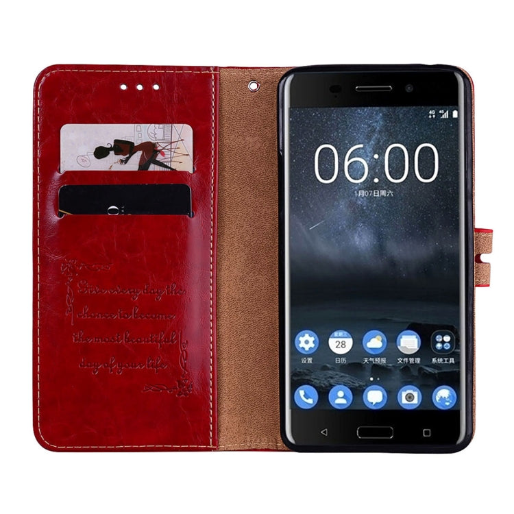 For Nokia 6 Business Style Oil Wax Texture Horizontal Flip Leather Case with Holder & Card Slots & Wallet