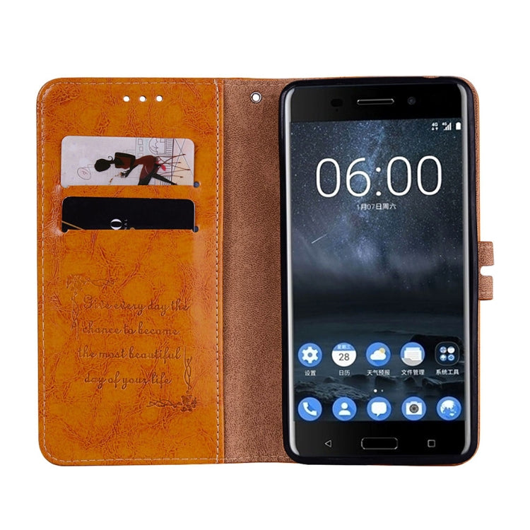 For Nokia 6 Business Style Oil Wax Texture Horizontal Flip Leather Case with Holder & Card Slots & Wallet