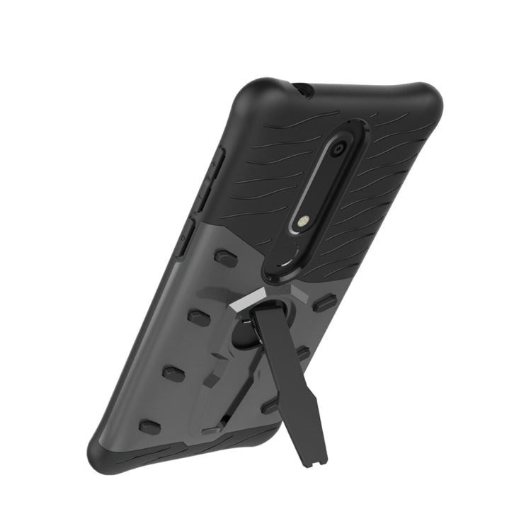 For Nokia 6 (2018) PC + TPU Dropproof Sniper Hybrid Protective Back Case with 360 Degree Rotation Holder