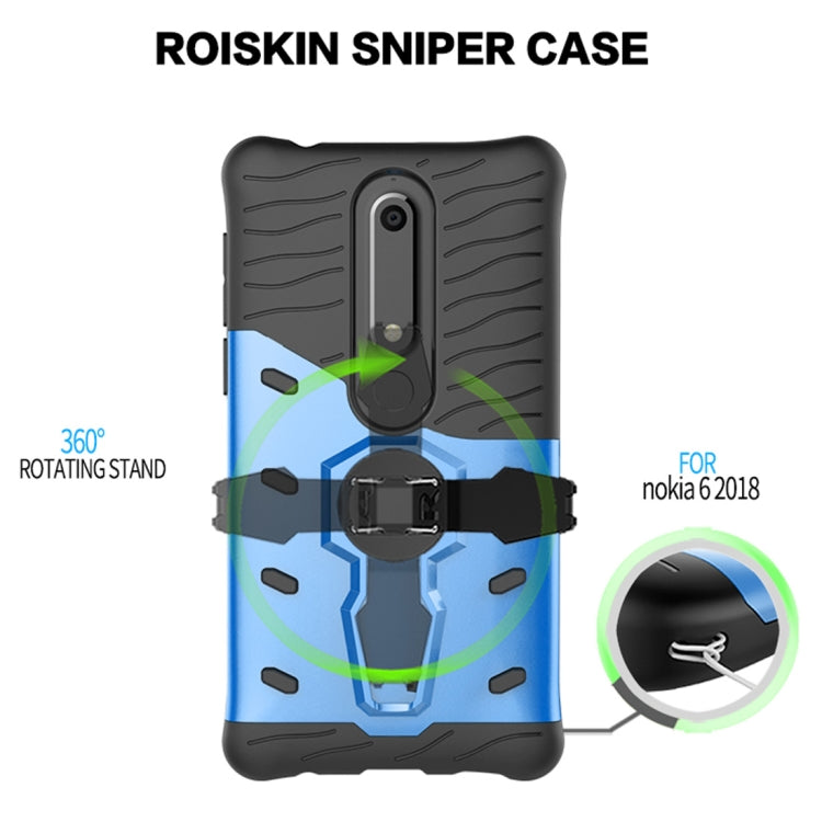 For Nokia 6 (2018) PC + TPU Dropproof Sniper Hybrid Protective Back Case with 360 Degree Rotation Holder