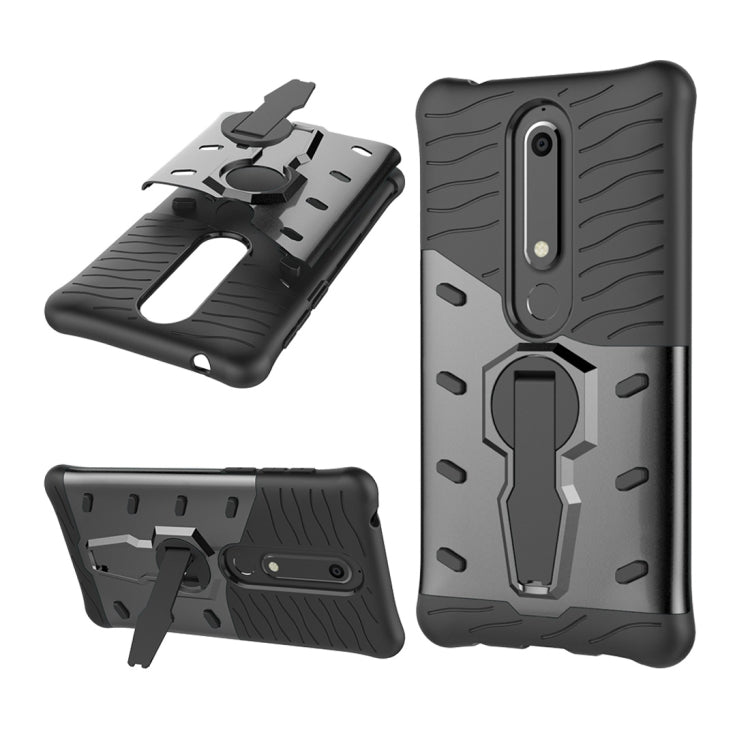 For Nokia 6 (2018) PC + TPU Dropproof Sniper Hybrid Protective Back Case with 360 Degree Rotation Holder