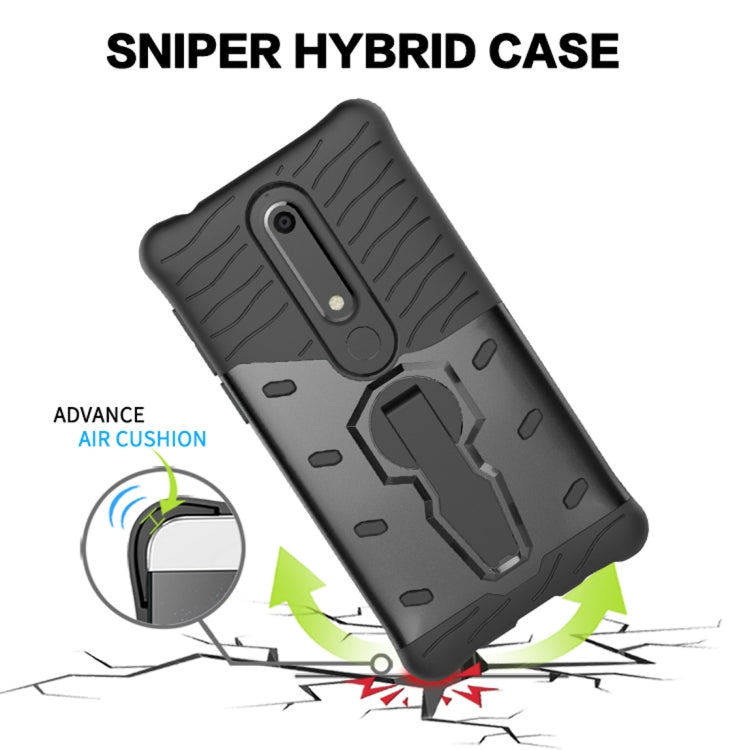 For Nokia 6 (2018) PC + TPU Dropproof Sniper Hybrid Protective Back Case with 360 Degree Rotation Holder