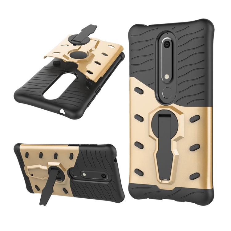 For Nokia 6 (2018) PC + TPU Dropproof Sniper Hybrid Protective Back Case with 360 Degree Rotation Holder