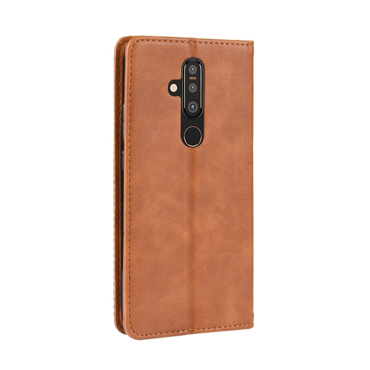 Retro Magnetic Clasp Horizontal Flip Leather Case for Nokia X71 (8.1 Plus), with Holder & Card Slots & Wallet
