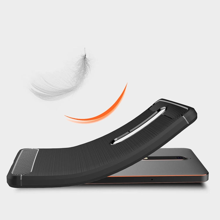 For Nokia 6 (2018) Brushed Texture Carbon Fiber Shockproof TPU Protective Back Case