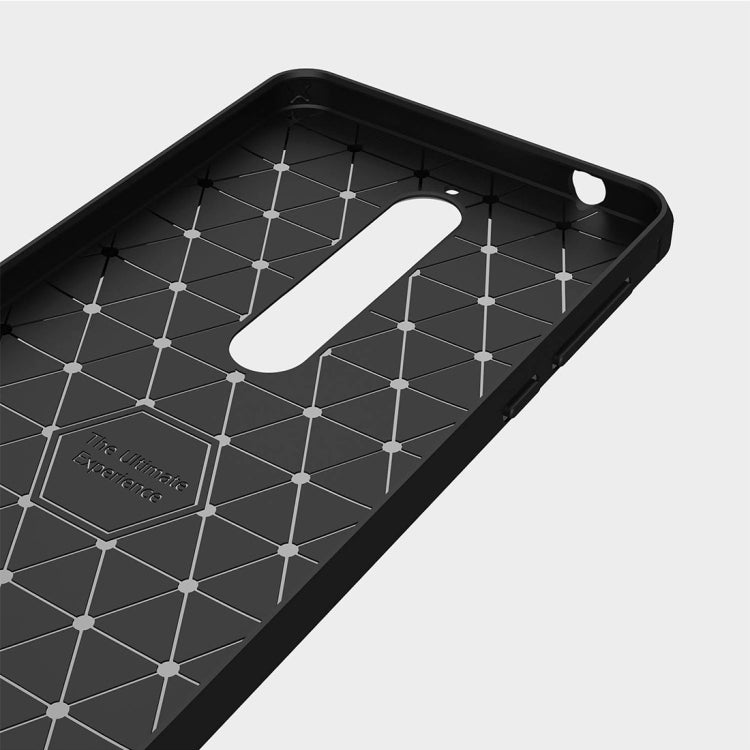 For Nokia 6 (2018) Brushed Texture Carbon Fiber Shockproof TPU Protective Back Case