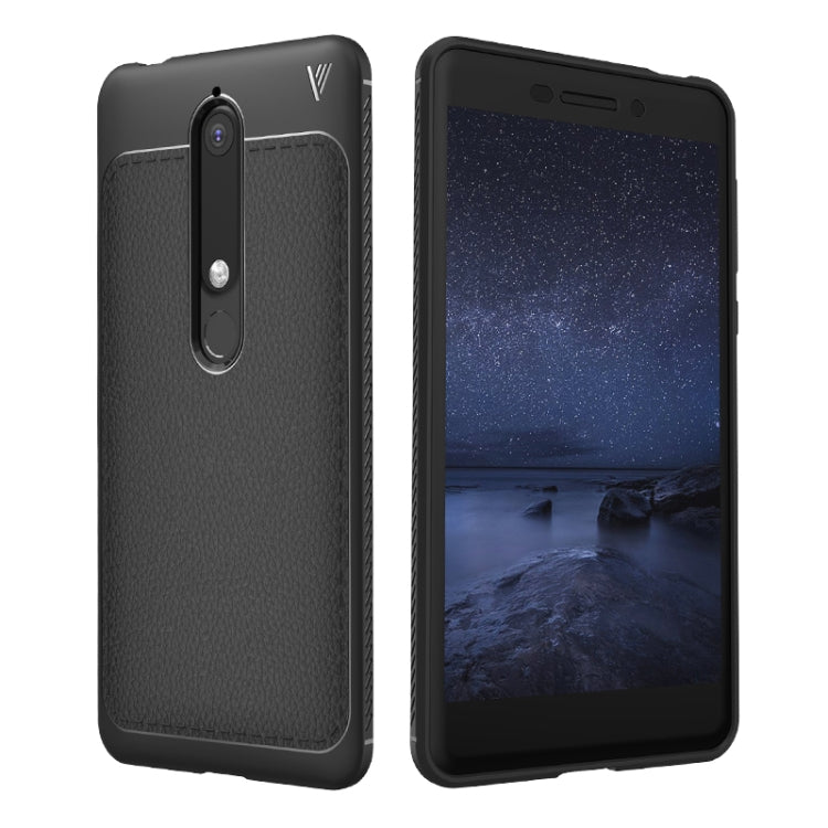 Lenuo Leshen Series for Nokia 6 (2018) TPU Litchi Texture Dropproof Protective Back Cover Case