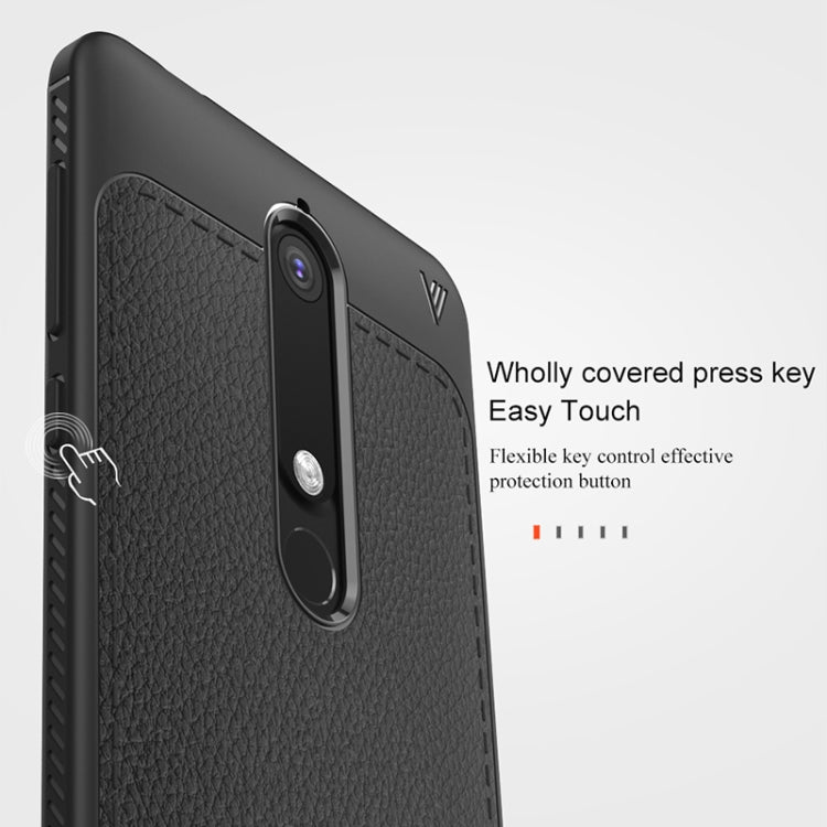 Lenuo Leshen Series for Nokia 6 (2018) TPU Litchi Texture Dropproof Protective Back Cover Case