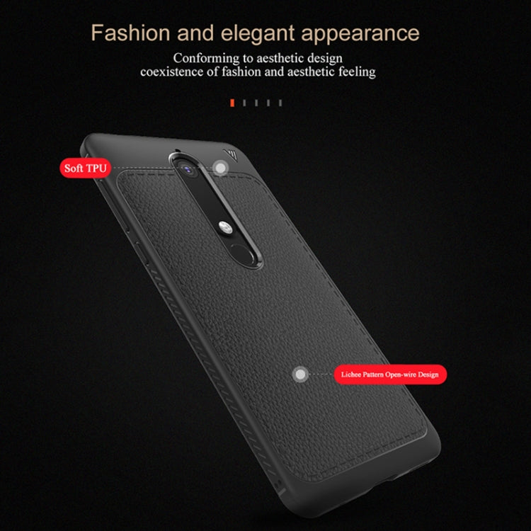 Lenuo Leshen Series for Nokia 6 (2018) TPU Litchi Texture Dropproof Protective Back Cover Case
