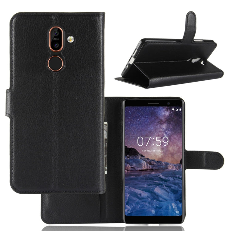 For Nokia 7 Plus PU + TPU Litchi Texture Horizontal Flip Leather Case with Wallet & Holder & Card Slots