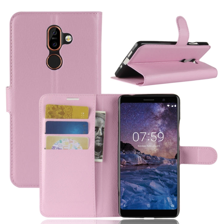 For Nokia 7 Plus PU + TPU Litchi Texture Horizontal Flip Leather Case with Wallet & Holder & Card Slots