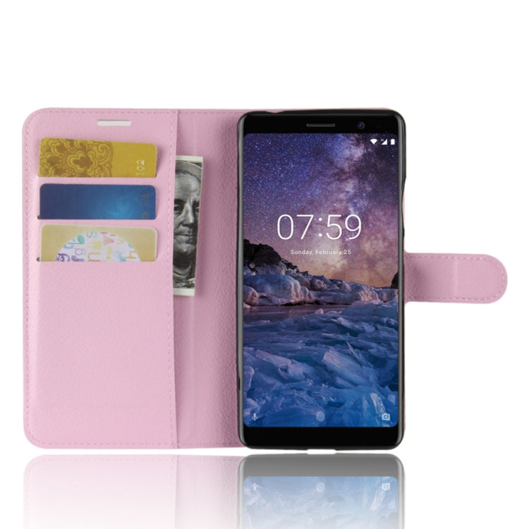 For Nokia 7 Plus PU + TPU Litchi Texture Horizontal Flip Leather Case with Wallet & Holder & Card Slots